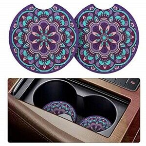 2 Pack Car Coasters For Drinks Absorbent 2.75 inch Car Cup Holder NEW